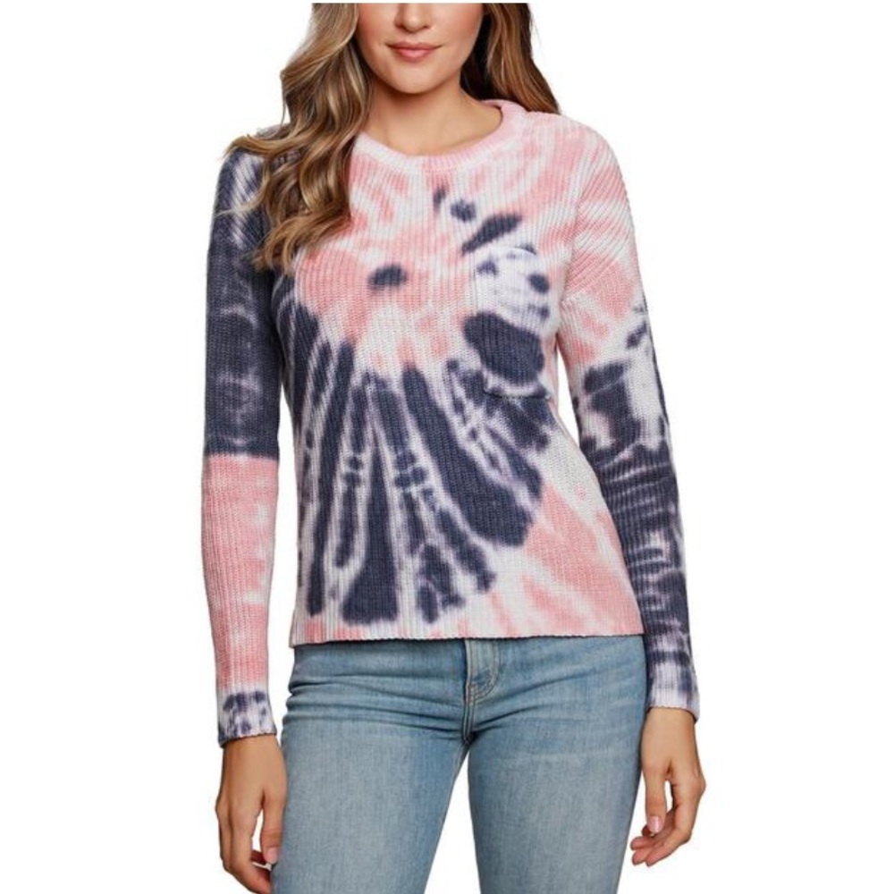 NWT Belle by Belldini Tie-Dye Knit Sweater - Navy/Pink Guava - S